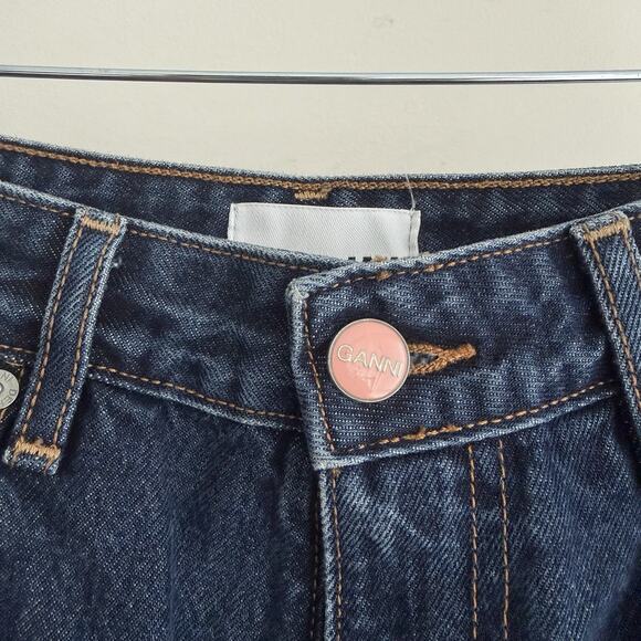 GANNI Jeans Womens 26 Betzy Slim Flare Dark Wash Blue Stone Minimalist Staple - Picture 10 of 16